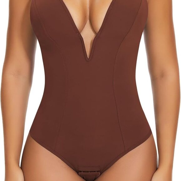 SHAPERIN Women's Deep V Neck Bodysuit - Picture 5 of 5